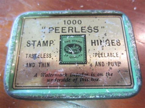 1000 peerless stamp hinges metal box|Vintage Stamp Hinges Tin 1000 Peerless tasteless peelable pure .